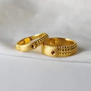 [가앤] 24k순금 무광 스틱 버블 커플링 반지 3.75g