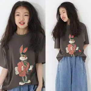 [삐삐네옷가게]여아 주니어 젠틀버니 차콜 반팔 티셔츠