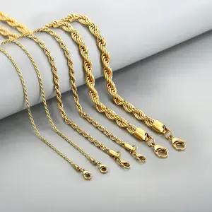 18K 골드 도금 체인 목걸이 써지컬스틸 로프 체인 남자 목걸이 줄