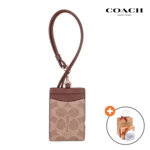 [백화점 AS 가능] 코치 목걸이 카드지갑 여성 사원증 ID 교통카드 지갑 브라운 CZ285IMXHE