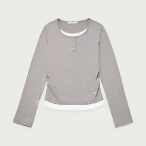 [행텐][행텐] 여성 웨일 헨리넥 슬림핏 레이어드 티셔츠_055(10530-131-604-45)