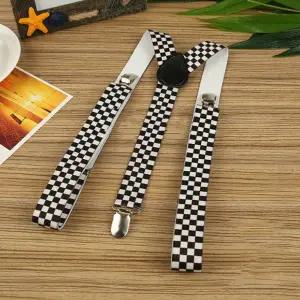 [비투비월드]체커보드 3클립 멜빵 2p세트 남자 캐주얼 서스펜더