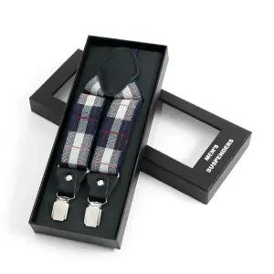 [비투비월드]젠틀맨 4클립 멜빵(체크) 남자 정장 캐주얼 서스펜더