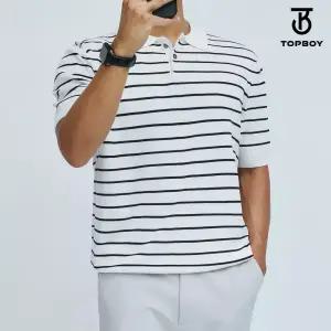 남자 여름 스트라이프 반팔 니트 카라 티셔츠 (JER003)