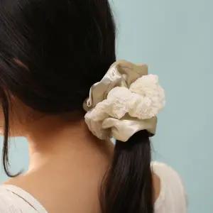 [비투비월드][엔젤슈슈] 새틴+주름 곱창밴드 2p세트 베이지 머리끈