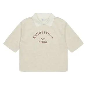 [에꼴리에] 여아 레터링 7부 카라 티셔츠 23C0482_OT