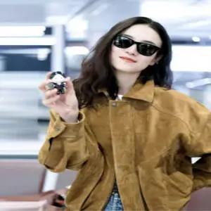 여성 염소가죽 숏 재킷 가을 신상 라운드넥 스웨이드 자켓 아우터