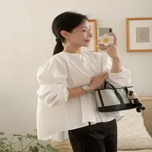 MADE 플리츠 언발 절개 블라우스 (2color)