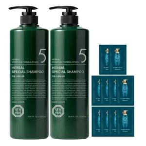 댕기머리 허벌 스페셜 샴푸 1000ml 2개+샴푸파우치10매 / 탈모완화 기능성 한방샴푸