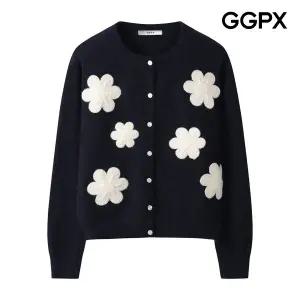[GGPX] 빅 플라워 뜨개 니트 가디건 (GPAKG010F)