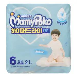 마미포코 하이퍼드라이 팬티 기저귀 6단계 팬티형 점보형 남아용 21매
