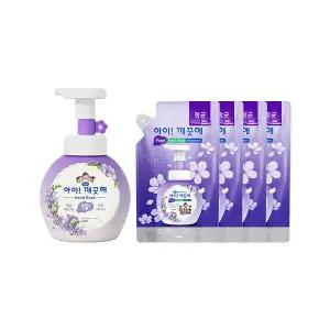 아이깨끗해 핸드워시 용기 블루밍퍼플 250ml, 1개 + 리필 블루밍퍼플 200ml, 4개