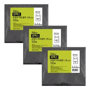 코멕스 손잡이 마트봉투 검정색 2호(8L) 100매 X 3개