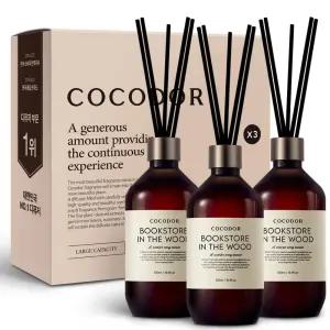 코코도르 프리미엄 카페감성 인테리어 디퓨저 + 섬유스틱 7p 북스토어인더우드 500ml 3개