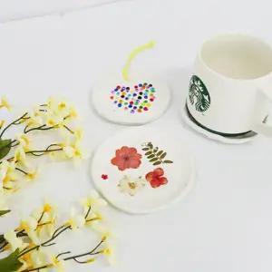 학생 어르신 압화꽃장식 지점토 원형 컵받침대 만들기 5인 감성발달 취미 재밌는