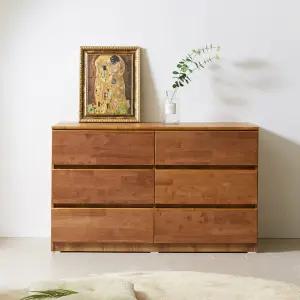 [엣지퍼니처]노체 1200 러버 원목 3단 와이드 서랍장(속깊은형)