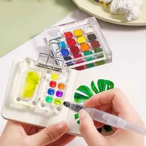 고체 물감 팔레트 휴대용 포켓 미술용 여행용 수채화 세트 미니 미니아트 스케치북 아티스트 포터블