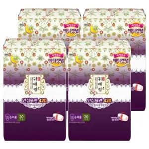 쏘피 귀애랑 산뜻한착용감 생리대 날개형 슈퍼롱 20개입 4개