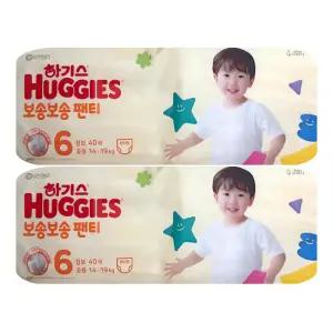 보송보송 팬티형 기저귀 6단계 공용 40매x2팩(1박스)