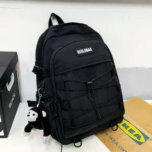 [하프클럽/]학생 중학생 초등학생 가방 메쉬포켓 백팩 블랙