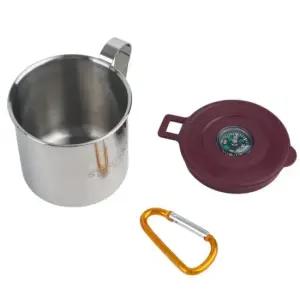 캠핑 등산컵 스텐 머그 나침반 휴대용 걸이 1호