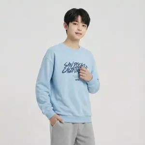 행텐틴즈 동백01 더블페이스 레터 맨투맨_스카이블루  14560-031-204-07-212