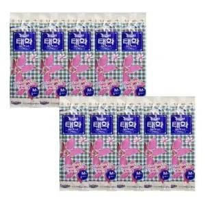 태화고무장갑 올에이 중M 10개 핑크 길이32cm 둘레21cm 김장 주방 조리장갑