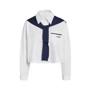 [JJ지고트](신세계 사우스시티)숄 레이어드 파이핑 포인트 크롭 셔츠 GS3N0BL371