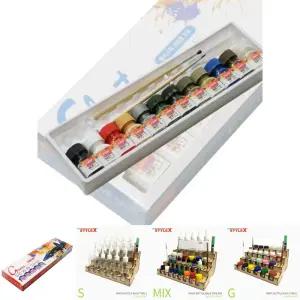 (AC00017) 무광 에나멜칼라 12색세트 붓포함/도색용품/에나멜칼라/프라모델도색/도료/프라모델/도구/도색용