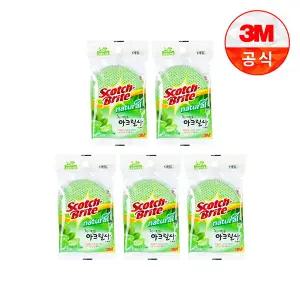 아크릴사 천연펄프 수세미 1입(일반세척용) 5개세트