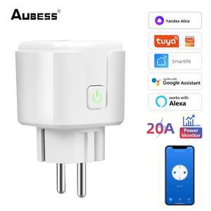 AUBESS-20A/16A Tuya WiFi EU 스마트 플러그 가정용 전원 모니터, 무선 소켓 원격 음성 제어 Alexa Google