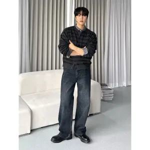 [에잇세컨즈] [해피가이정호 PICK] 세미와이드 워싱 데님 팬츠  네이비 (456221SS7R)