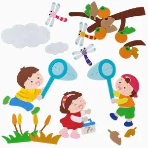 환경 꾸미기 세트 잠자리 잡기 가을 게시판 펠트 소품/환경판/강당/재료/장식/교실/어린이/행사/어린이집