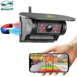 5G WiFi HD 태양광 자동차 카메라 100M 마그네틱 베이스 무선 AI 사각지대 경보 후방 카메라 버스 밴 트럭 RV 전후방 카메라