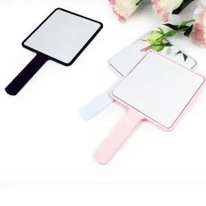 썬코 심플 평면 메이크업 사각 무늬없는 손잡이 거울