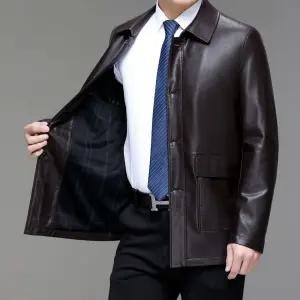 남성 캐주얼 항공 점퍼 고급 리얼 가죽 재킷 양 추동 코트 루즈핏 빅사이즈 힛템
