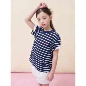 [BEANPOLE KIDS] [Essential] 스트라이프 반소매 티셔츠 - 네이비 (BI6242UE2R)