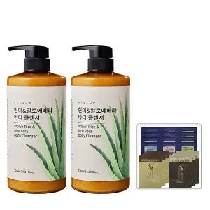 현미 & 알로에베라 바디 클렌져 720ml(New)x 2개+헤어 파우치 세트 15매(gift)