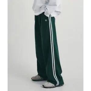 가까이유니언즈 원턱 투 라인 와이드 스웨트팬츠 다크그린 1972216