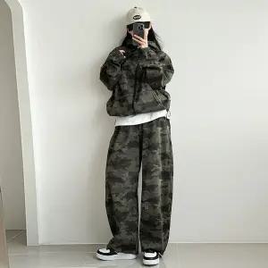 [압도적 힙 무드] 카모 후드집업 세트 꾸안꾸 데일리룩 캠핑룩 오버사이즈