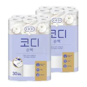 코디 순백 3겹 화장지 25m 30롤 2팩