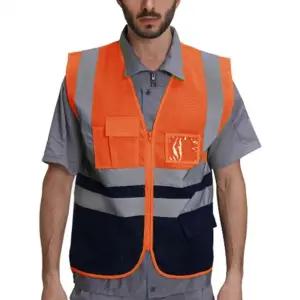 360도 야광 반사 메쉬 안전조끼 오렌지 XL/망사/안전/조끼/작업용/방범/작업/형광색/형광/조기/야간/작업복