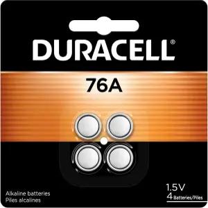 듀라셀 76A 1.5V 배터리 4카운트(1팩) 1.5볼트 LR44 A76 AG13에 해당하며 시계 알람 계산기 등에 오래