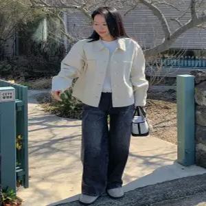 32827 애쉬캣샌드 스판 와이드핏 데님 (one color) 히든밴딩