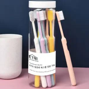 파스텔 컬러 치아 칫솔 세트 10개/칼라/치솔/미세모/탄력모/극세사/가정/용/여행/휴대