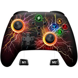 닌텐도 스위치 컨트롤러용 무선 2 프로 컨트롤러, 쿨 LED 유선 PC 조이스틱 - iOS 게임패드 / 안드로이드 리모컨 프로그래머블 액세서리 인터랙티브 게임 피규어