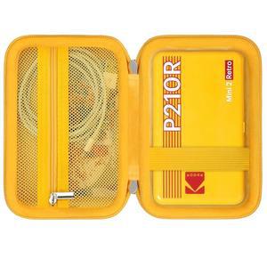 RAIALL 코닥 미니 2 레트로 4PASS 인화지 홀더, 여행용 하드 카메라 프린터용 메시 포켓, 포토 휴대용 디지털 케이스, 보관 인스턴트 옐로우 P210R 적합, 케이블에