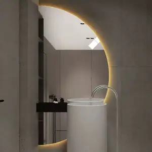 반달거울 벽걸이 프레임리스 화장대 거울 반원형 코너