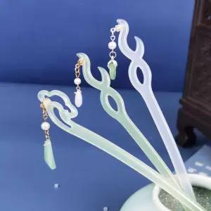 옥 비녀 전통 한복 여성 헤어 액세서리 주얼리