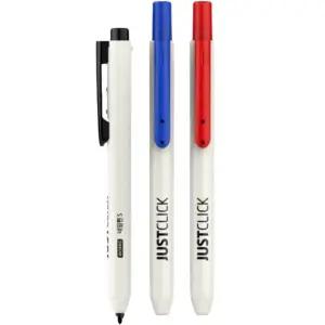 저스트클릭 네임펜S 3색 1세트 노크식네임펜 똑딱이 펜마커 뚜껑없는 얇은 네임펜 블랙 블루 레드 흑 적 청